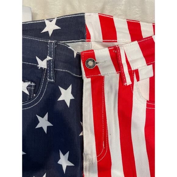 JEANS FASHION Women's American Flag Print Flare Jeans Size 8 Red/Blue White NWT - Picture 6 of 13